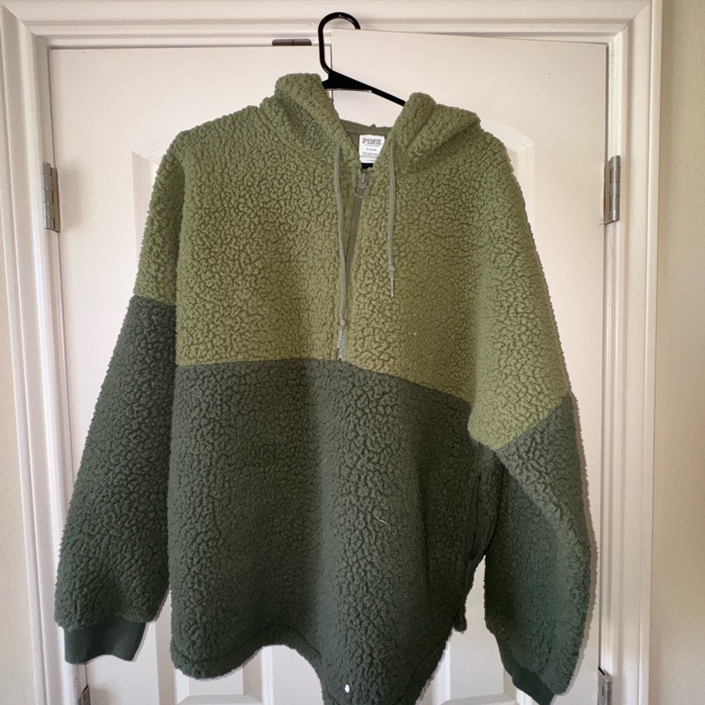 Two-Tone Green Sherpa Hoodie